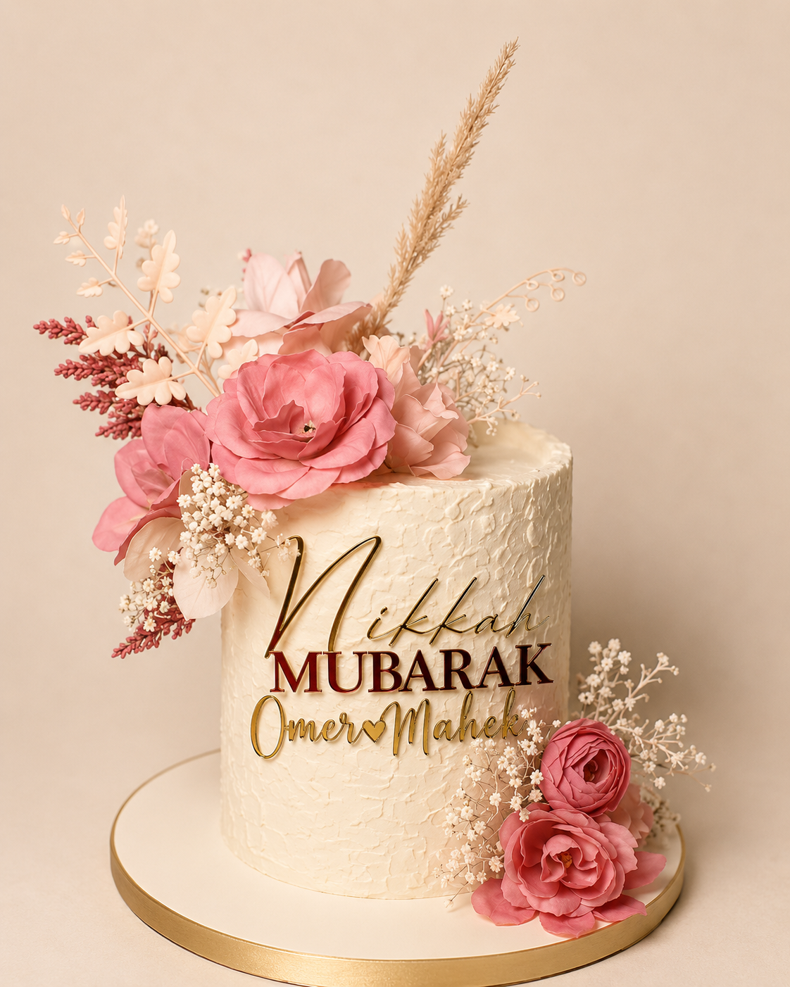 Pink Bloom Nikkah Cake