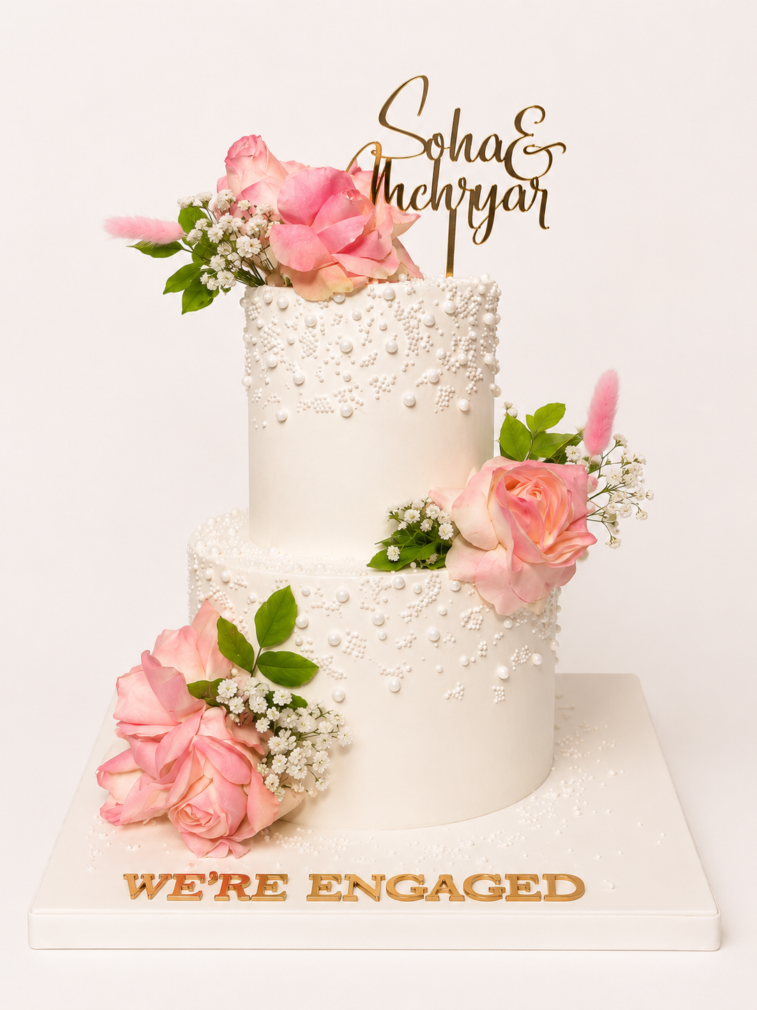 Pink Pearl Engagement Cake